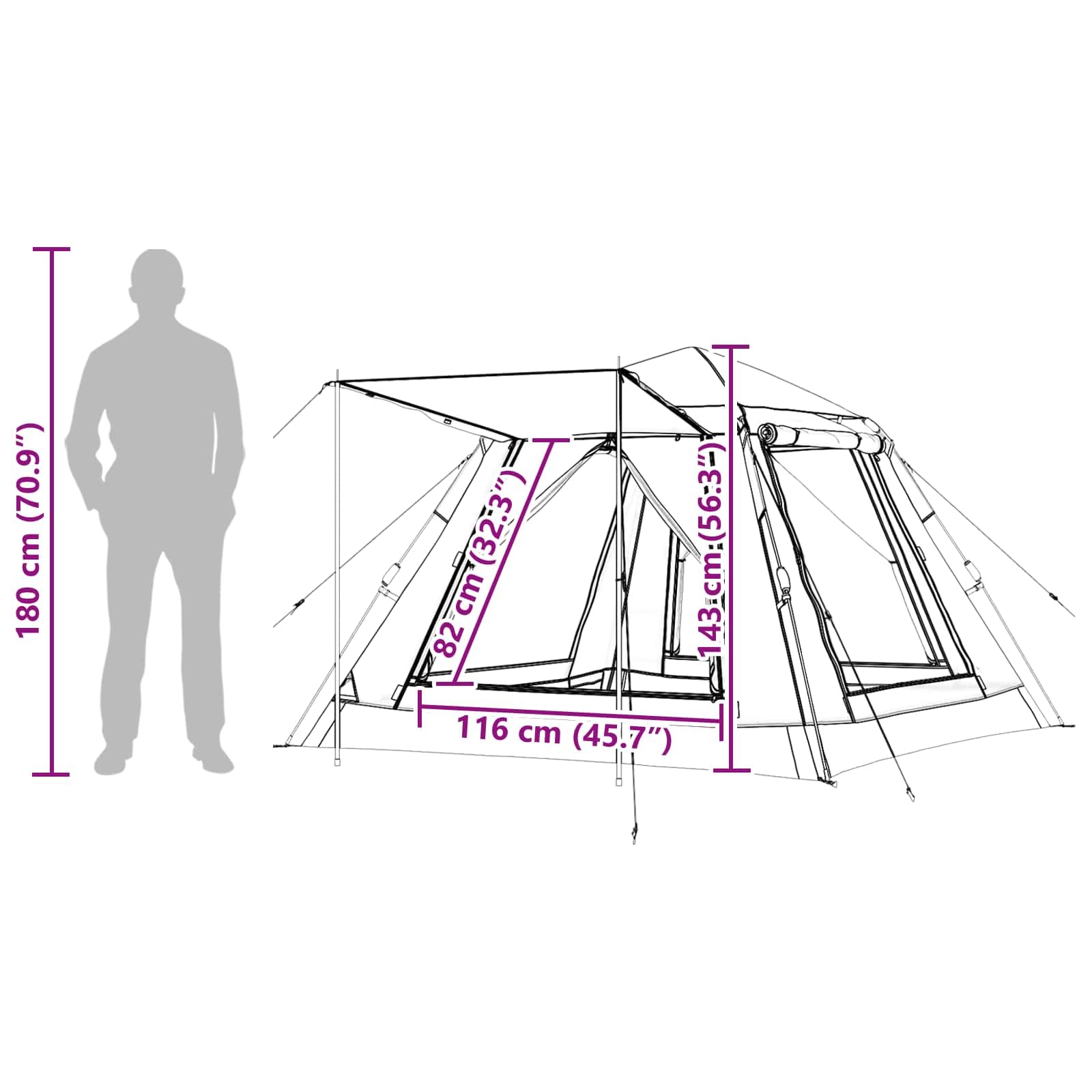 Tente Camping pour Personnes avec Housse de Pluie et système de libération Rapide, idéale pour randonnée, Festival, Montagne, Plage, Camping Familial et activités en extérieur