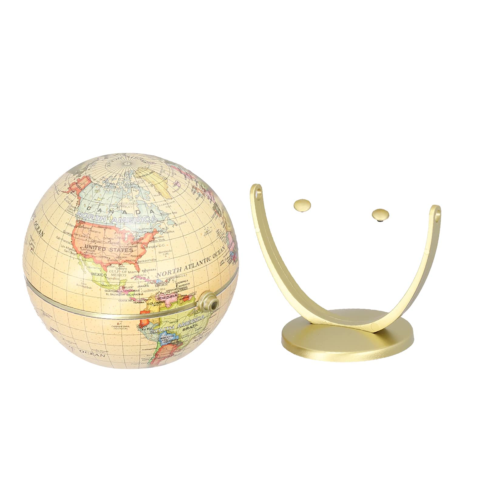 Ejoyous World Earth Globe, Mini Globe English Edition for Home Office, Vintage Rotating Geography Teaching Tool with Desktop Design and Compact Size