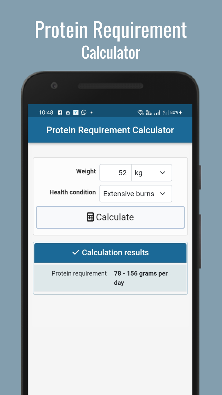 Protein Requirement Calculator App on Amazon Appstore