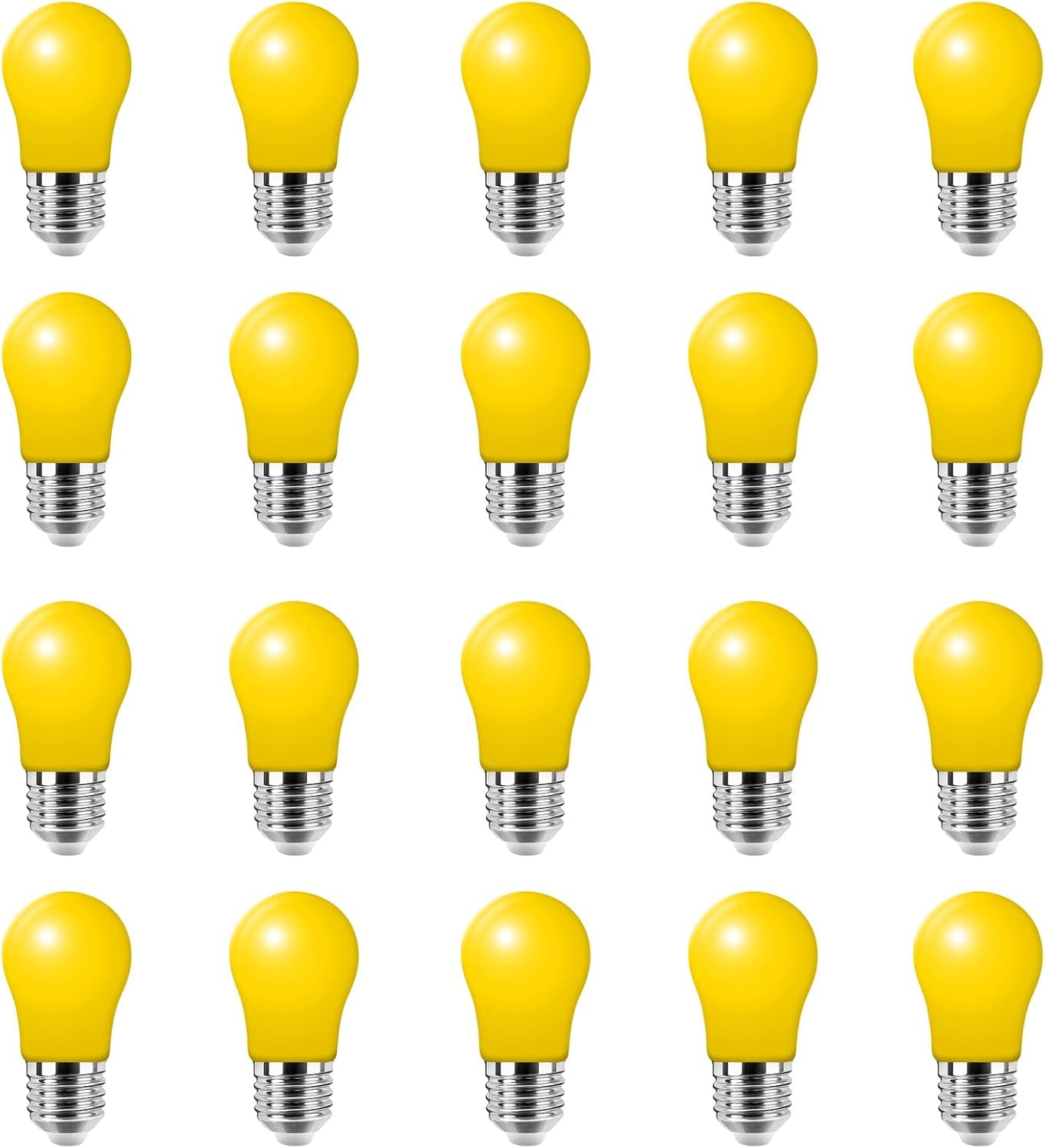 WULUN 20 Pack Colored Light Bulbs E27 Screw Cap Coloured LED Light Bulbs Lamps for Outdoor Patio Party KTV Hotel Decor Christmas,Yellow — image 1