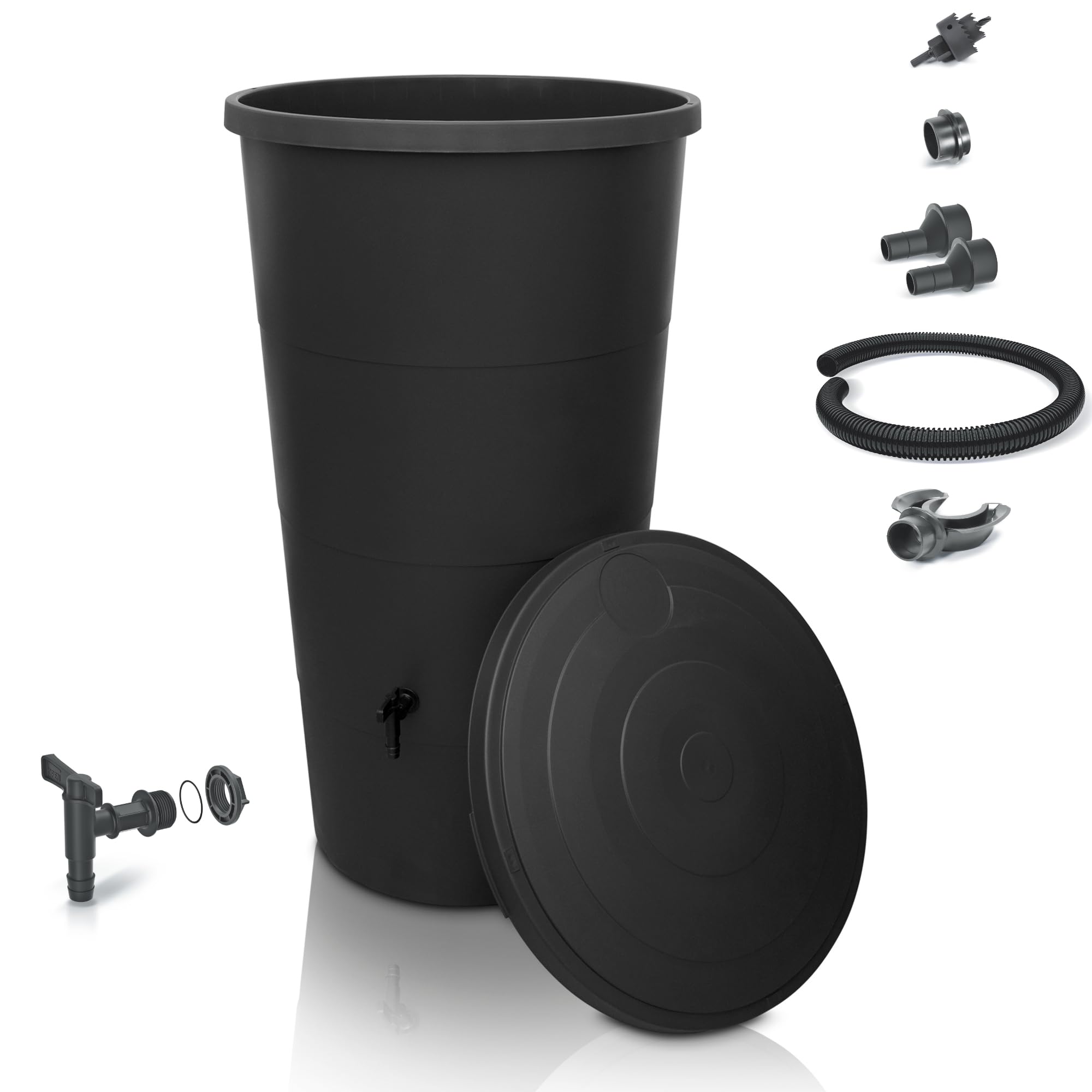 YourCasa Deposito Agua de 160litros [Incluido el colector de Lluvia] Barril de Lluvia con conexión de Tubo de Bajada Set – bidon Agua de Lluvia con Grifo - depósito de Agua (Antracita)…