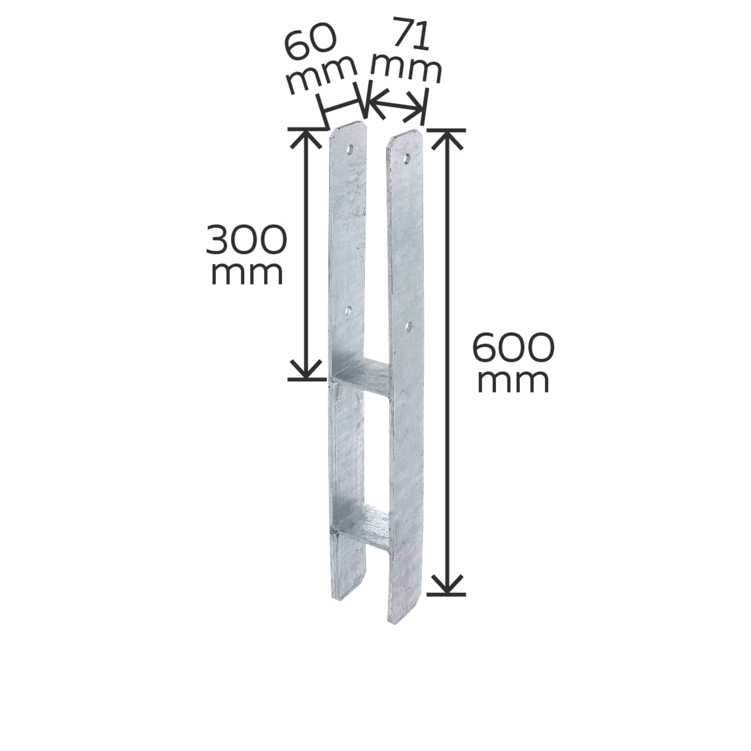 Staffa Portapalo Alberts 214500 - Regolabile 71-131mm, Zincata, Per Recinzioni