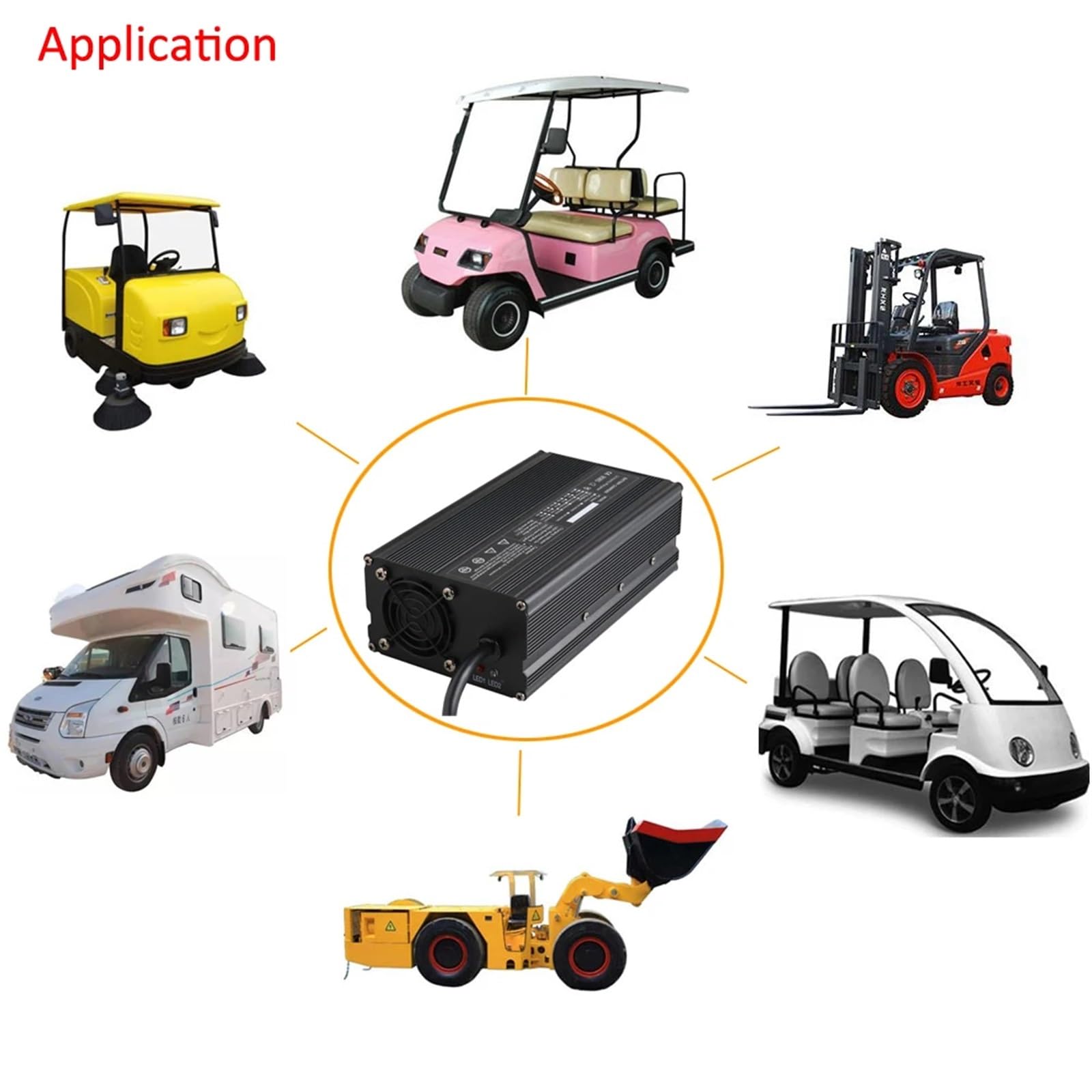 1200W 24V 30A 36V 25A 48V 20A 60V 15A 72V Chargeur de Batterie Plomb Ebike 48 Volts Chariot de Golf vélo électrique Chariot élévateur RV Chargeur(Alligator Clip,Lead Acid 72V 12A)