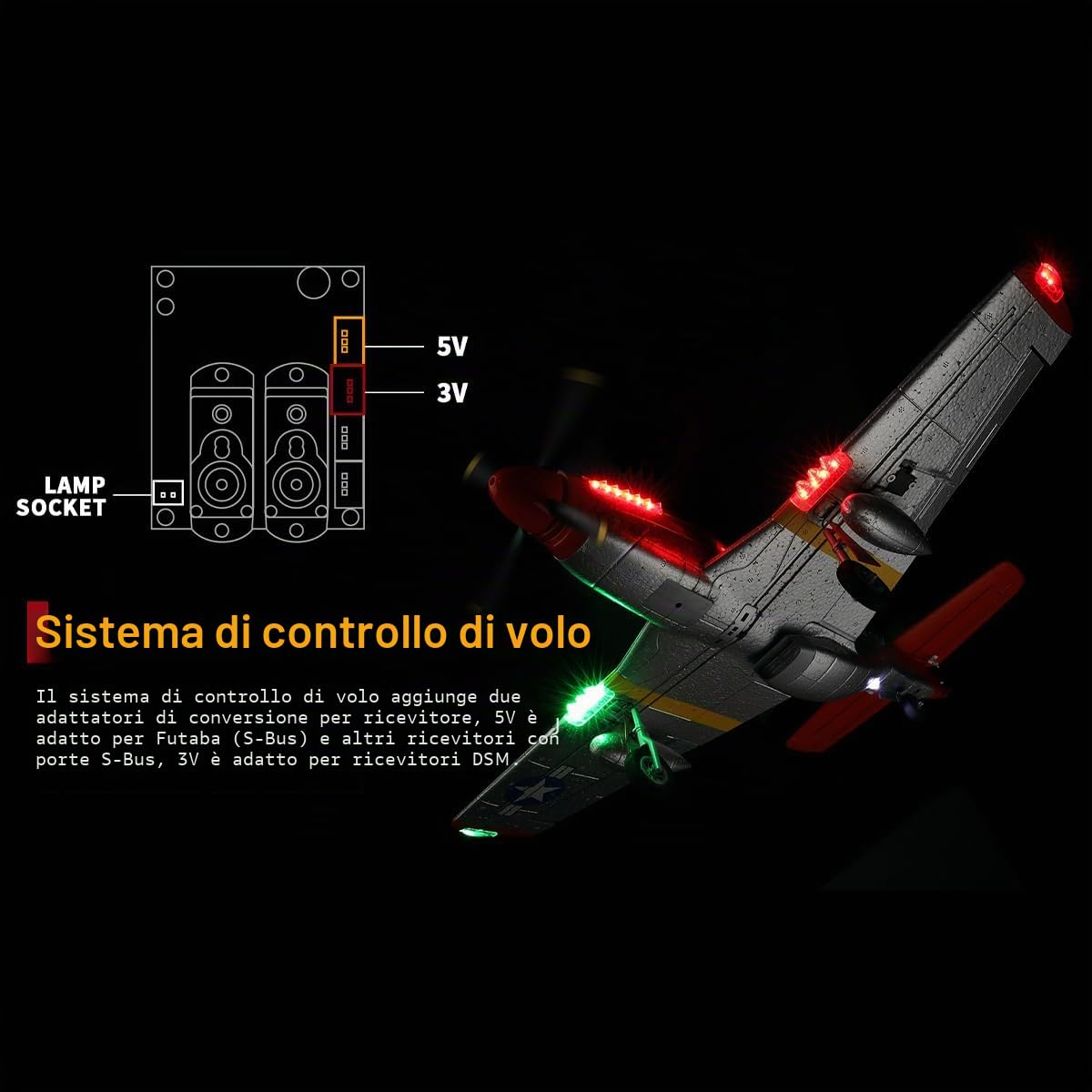 Aereo telecomandato per adulti, XK A280 P-51 3D/6G 2.4G 4CH Brushless 560 mm apertura alare EPP Ala fissa RC modello con sgancio rapido, aereo RC per adulti Beg (RTF)