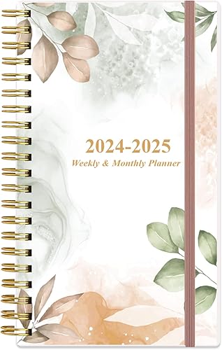 Agenda de bolsillocalendario 2024-2025 Agenda semanal y mensual A6, julio 2024 a junio 2025, 3.75 x 6.75 pulgadas con cubierta flexible, pestañas,