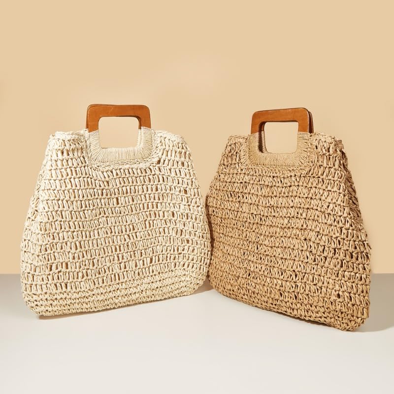 2025 Large Straw Beach Vacation Handbags for Women Boho Handmade Woven Clutch Tote Bag Summer Trendy Raffia Purse4
