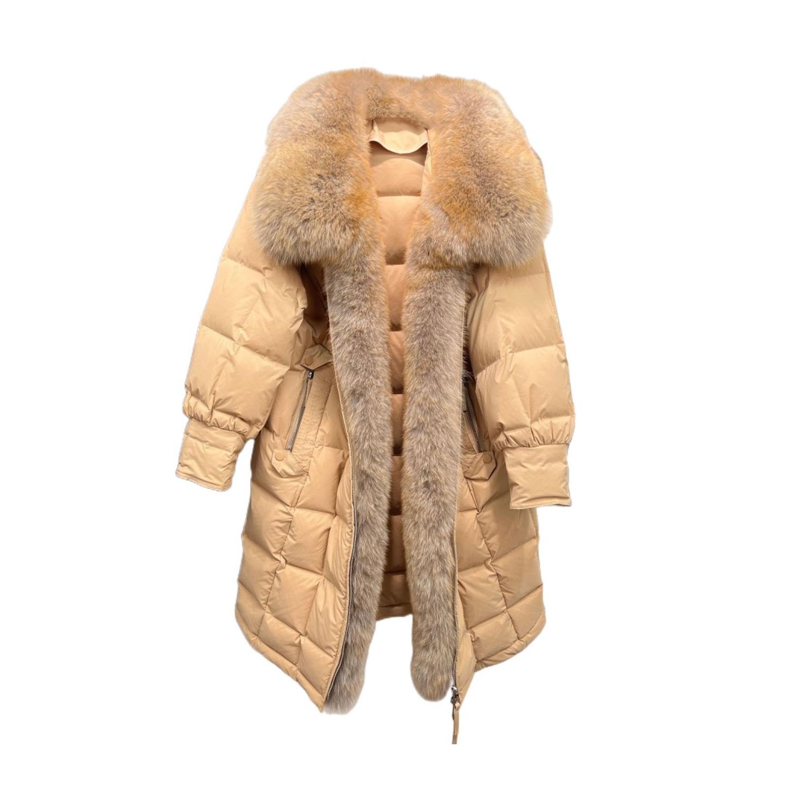 Cappotto Donna In Vera Pelliccia Di Visone E Volpe Con Cappuccio - Multicolore, Taglia 5XL