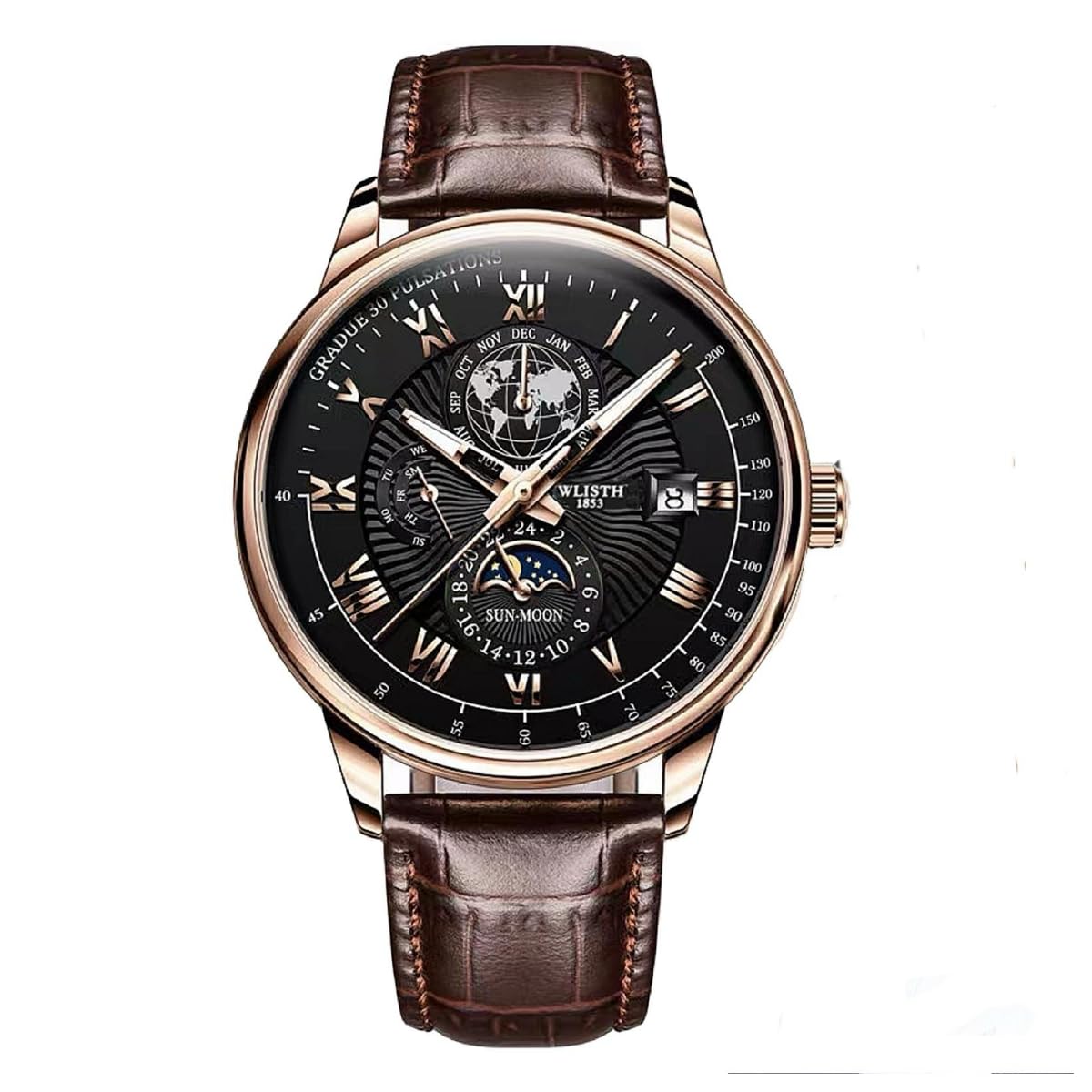 Oligitdi Mens Watches Chronograph Quartz Date Calendar Stainless Steel Waterproof Luminous Business Wrist Watch (B0DBG94451) Amazon Price History, Amazon Price Tracker