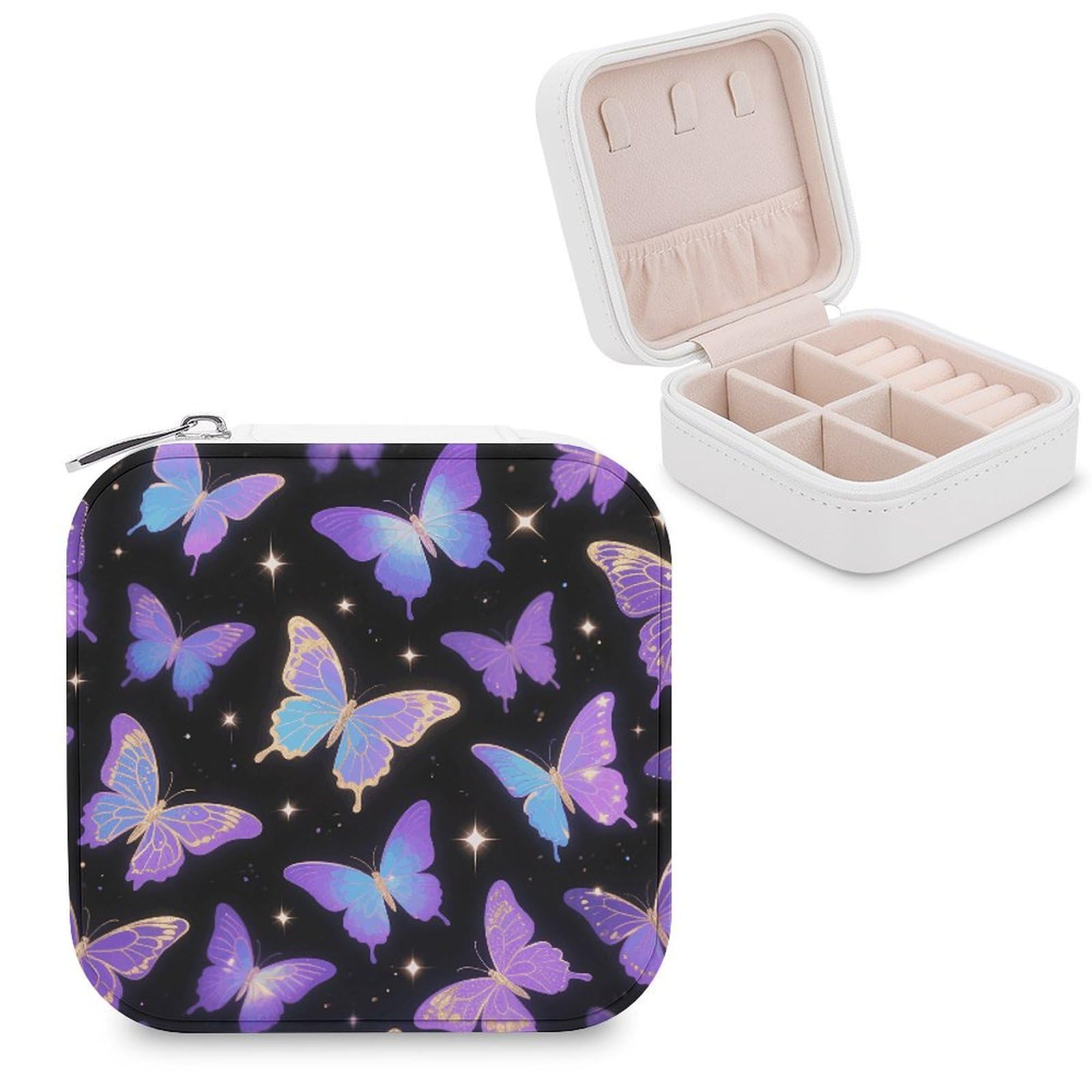 VstaDank Colorful Butterfly Jewelry Box Beautiful Portable Ring Boxes Cute Large-Capacity Jewelry Case Jewelry Organizer for Mothers Gifts for Earrings Rings Hand Bracelet