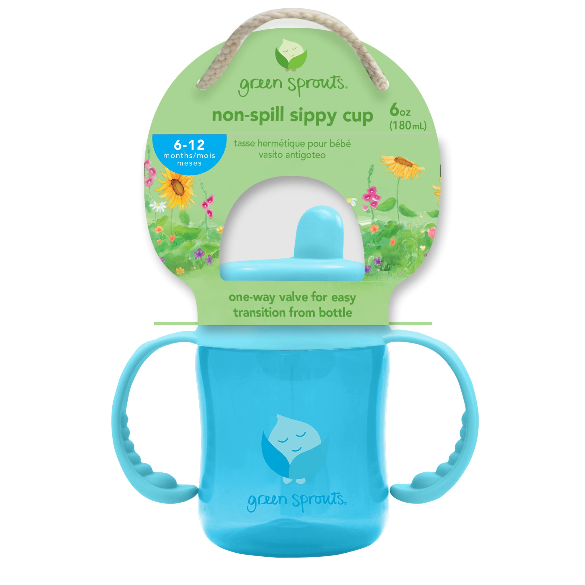 green sprouts Non-spill Sippy Cup | One-way valve for easy transition from bottle | Prevents leaks & encourages sucking, Firm spout made from safer plastic, Dishwasher safe