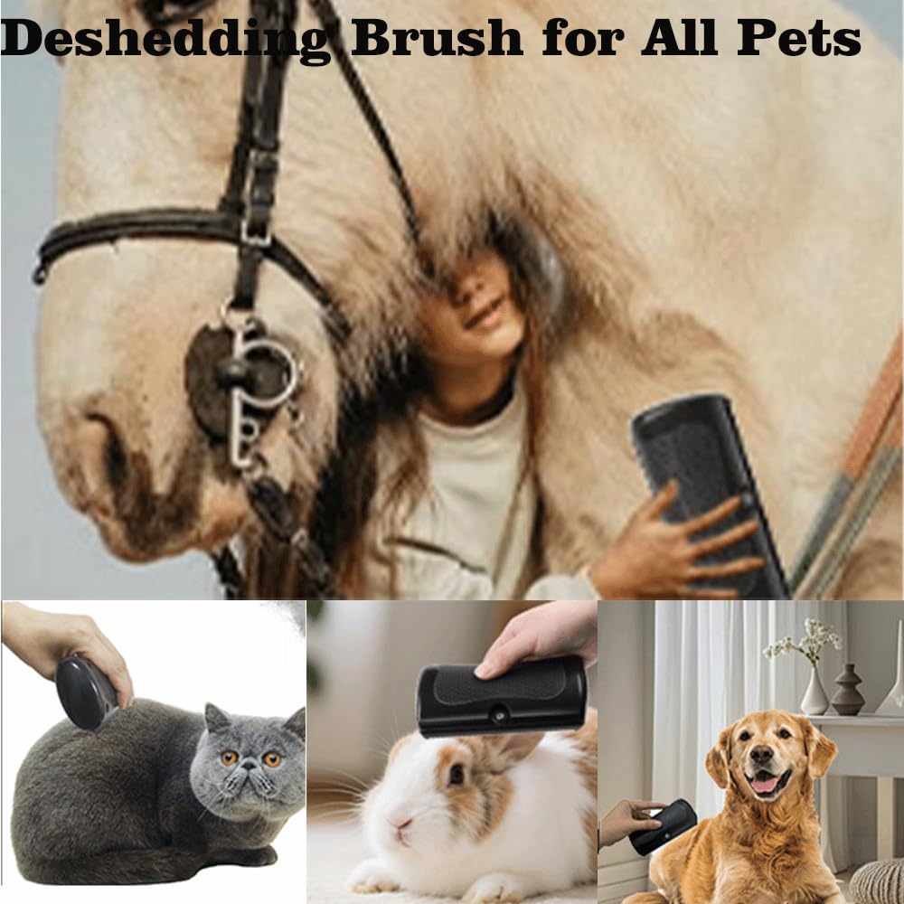 Magic palm groompro deshedding brush for Dogs and Cats - Dog Brush for Shedding, Pet Hair Removal Tool with Detachable Head, Non-Slip Handle, Safe for Short/Long Hair, Rabbits & Horses