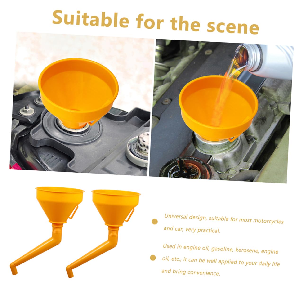 Gatuida 4pezzi Imbuto Carburante Professionale Imbuto Per Motore Design Antileakage Compatibile Con Auto e Riempimento Veloce e Pratico Colore Arancione