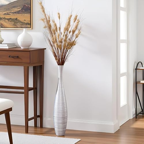 Miniatura 4 de Rocendlor Jarrón alto de suelo de 27.5 pulgadas (27.6 in, 2.3 pies) de alto, resistente y lujoso, jarrón para decoración del hogar de campo, sala de