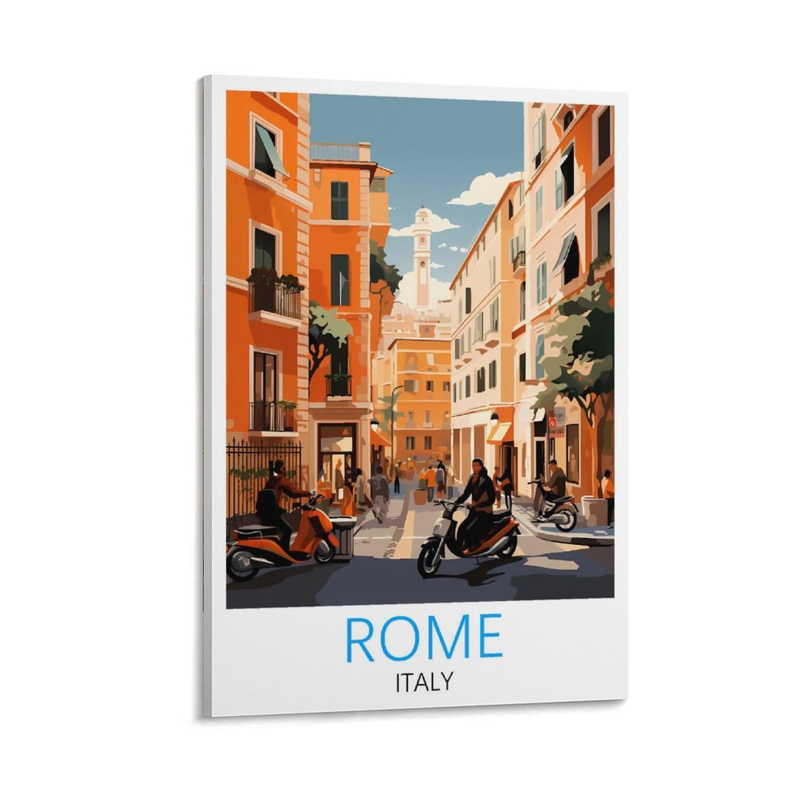Orbana Frame-Style Rome Italy Vintage Travel Poster 08X12inch(20X30cm) Canvas Print For Living Room, Bedroom, Dorm, Home, Office Wall Decoration