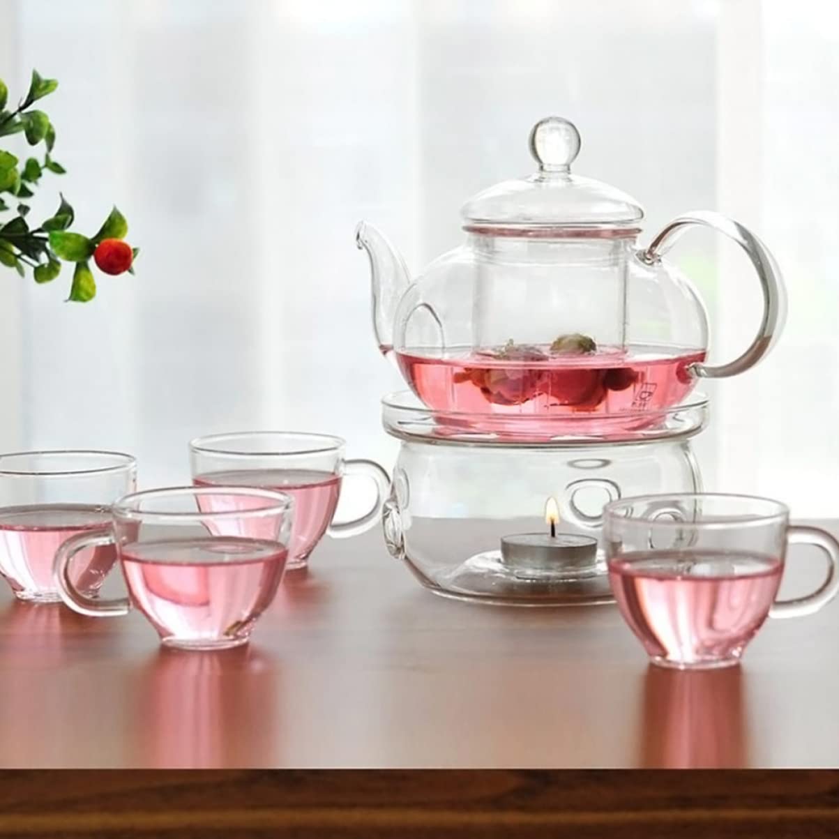 PRETYZOOM 6 Stück Teeservice aus Hitzebeständigem Glas mit Teesieb Doppelwand Tassen Transparenter Teekanne für Heißen Tee und Eistee Kung Fu Teegeschirr für Teeliebhaber