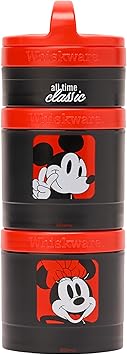 Whiskware Disney Mickey Mouse and Friends Stackable Snack Containers for Babies, Toddlers, and Kids, 3 Stackable Snack Cups for School and Travel, Cupholder Friendly, All Time Classic!