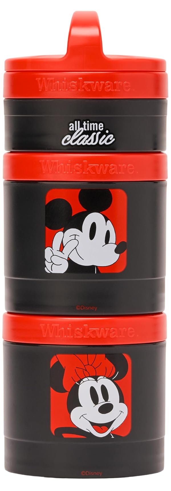 Whiskware Disney Mickey Mouse and Friends Stackable Snack Containers for Babies, Toddlers, and Kids, 3 Stackable Snack Cups for School and Travel, Cupholder Friendly, All Time Classic! by Whiskware - Used condition - US$12.05