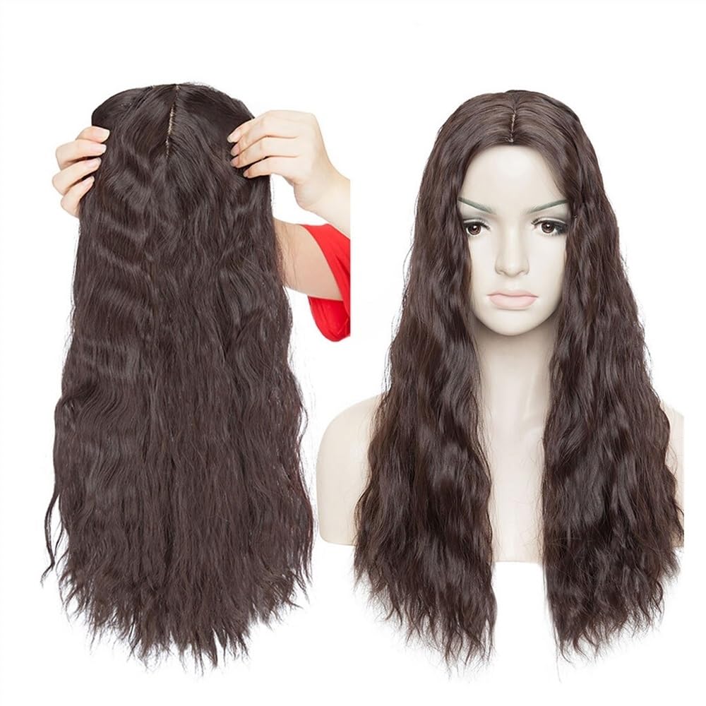 Extension for capelli con clip, ondulate da 20 pollici, pezzo unico for donna(Light brown)