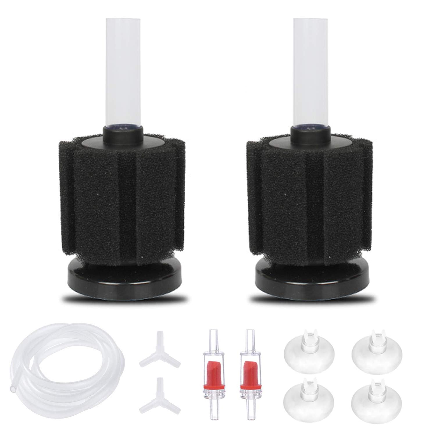 ALEGI Aquarium Sponge Filter with Airline Tubing, Check Valves, Suction Cups for 10 Gallon Fish Tank, Betta, Nano, Shrimp, Fry, Biochemical Filter