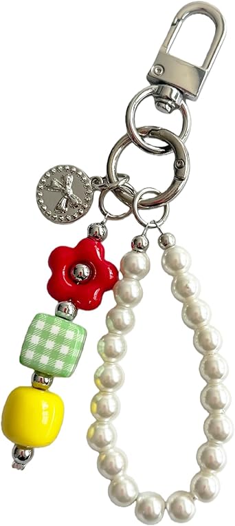Cute Keychain for Women Fashion Bag Purse Charms for Handbags Colourful Beads Key Accessories Car Mobile Phone Chain
