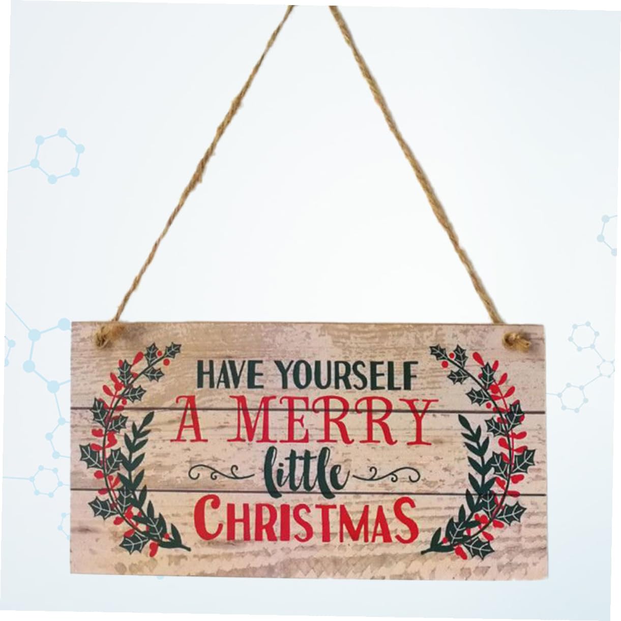 Weihnachtstürdekoration Holz 20x10x0,5cm Hängende Weihnachtsdeko Türschild für Fenster Wand Festliche Dekoration zu Weihnachten und Zuhause