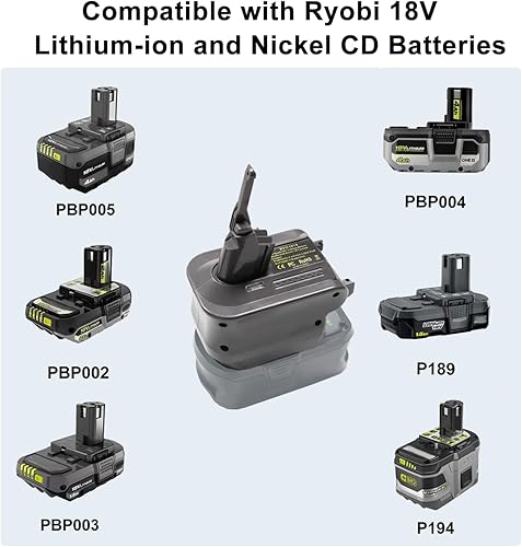 Miniatura 2 de Adaptador de batería de repuesto para batería Dyson, convierte a batería Ryobi de 18 V a Dyson DC62 DC59 DC61 DC72 SV03 SV04 SV09 Animal Absolute