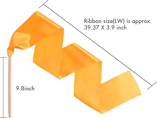 Miniatura 2 de BBTO Varita bailarina de cinta corta para niños pequeños de 39.37 pulgadas, para gimnasia, arco iris, con mango de madera, serpentinas artísticas de