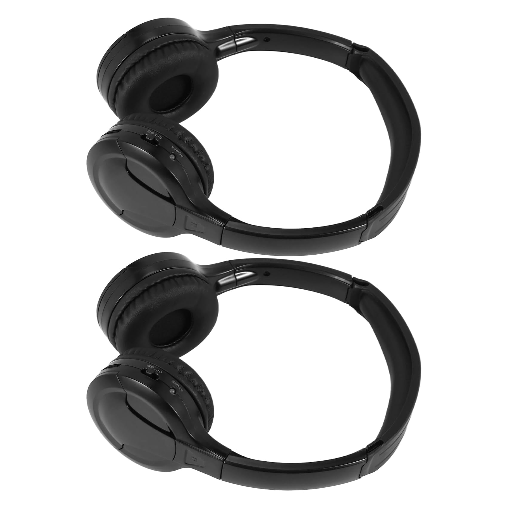 Lot de 2 paires d'écouteurs infrarouges sans fil pour lecteur DVD de voiture - Casque audio infrarouge universel (noir)