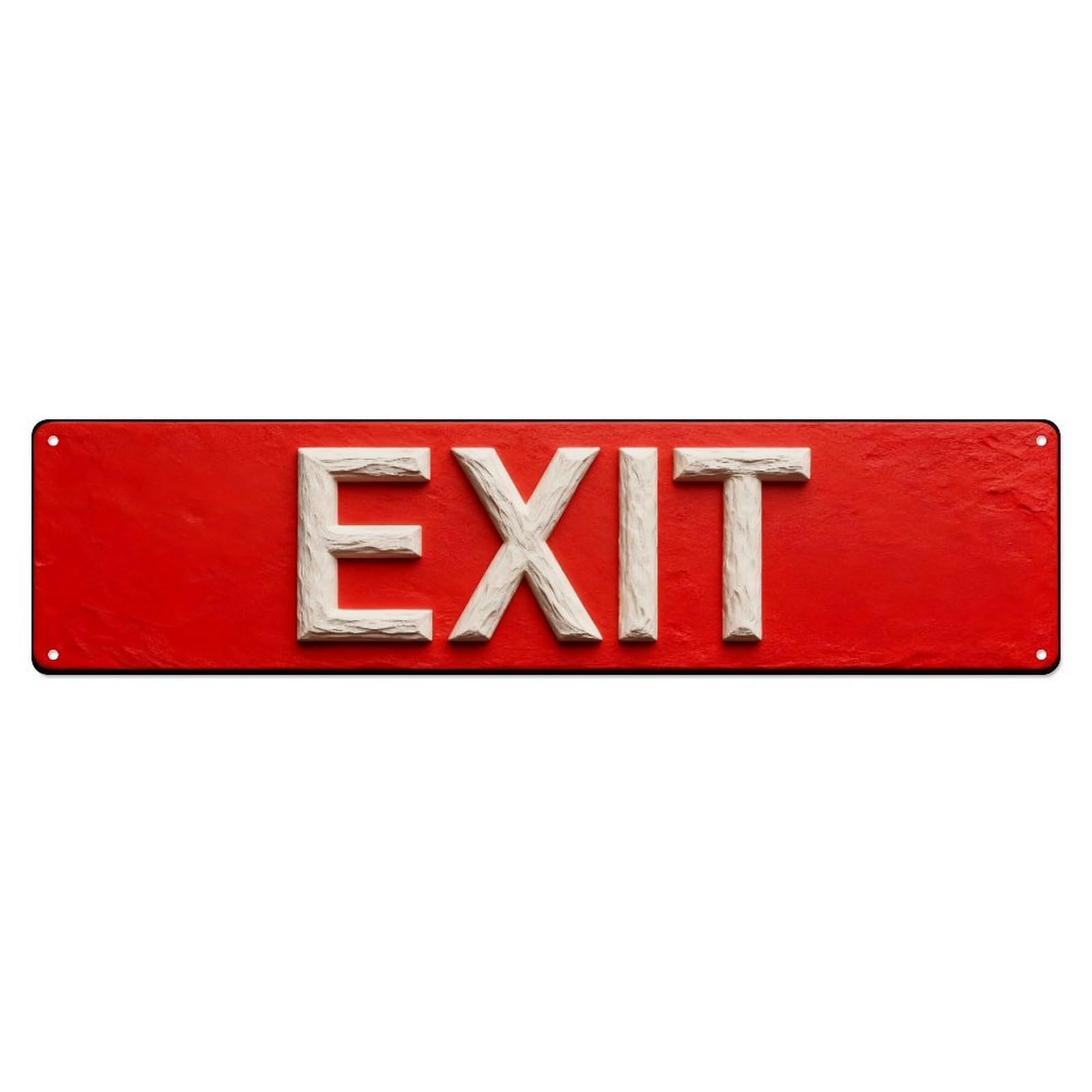 Iageret Vintage Red Background White Text Exit Sign Metal Tin Sign Retro Wall Decor, Bar Garage Cafe Kitchen Home Wall Art Poster Decoration 4X16inches