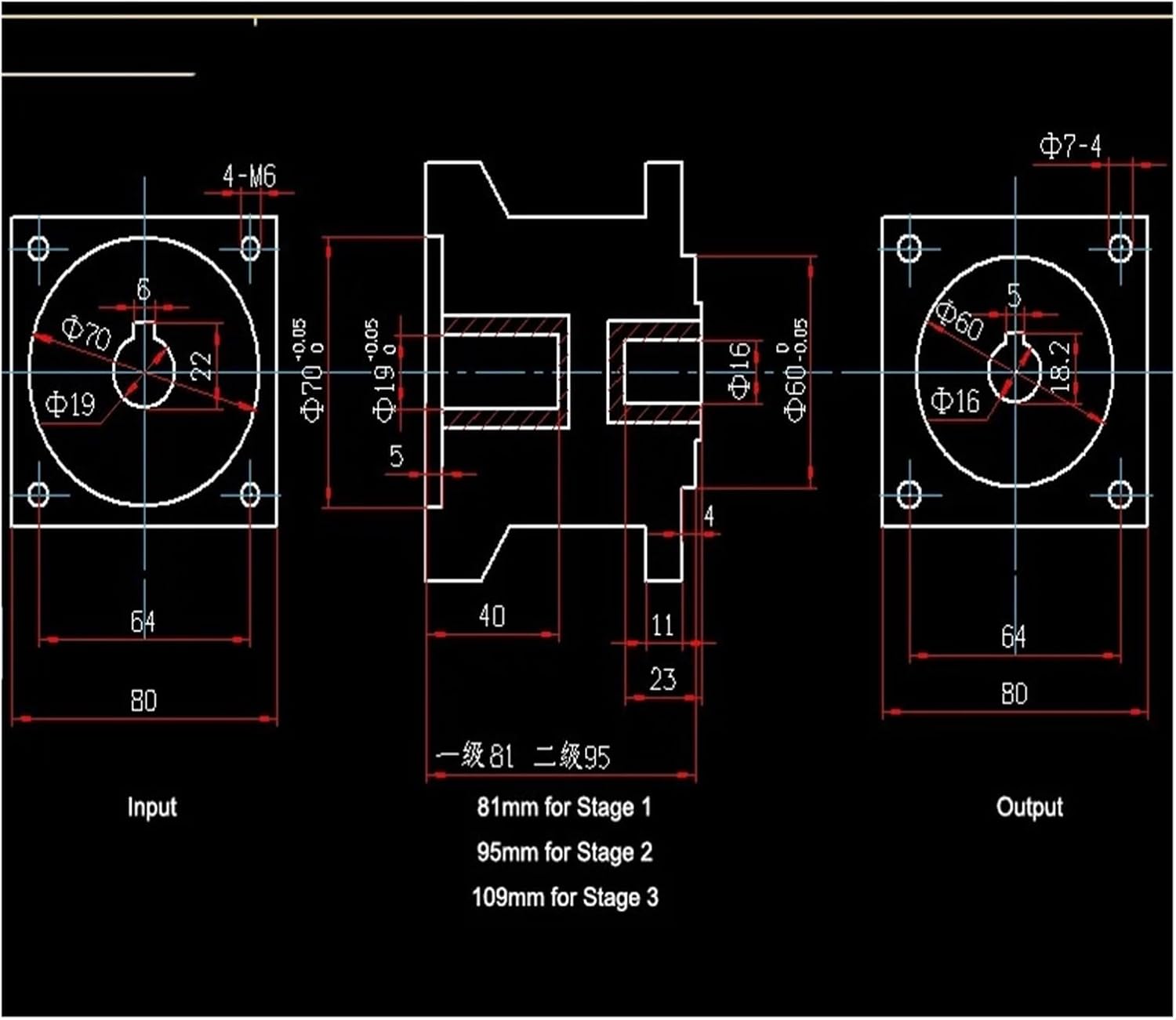 Speed Reducer 3:1 4:1 5:1 6:1 Hole Output Planetary for servo Motor 80mm(4 to 1)