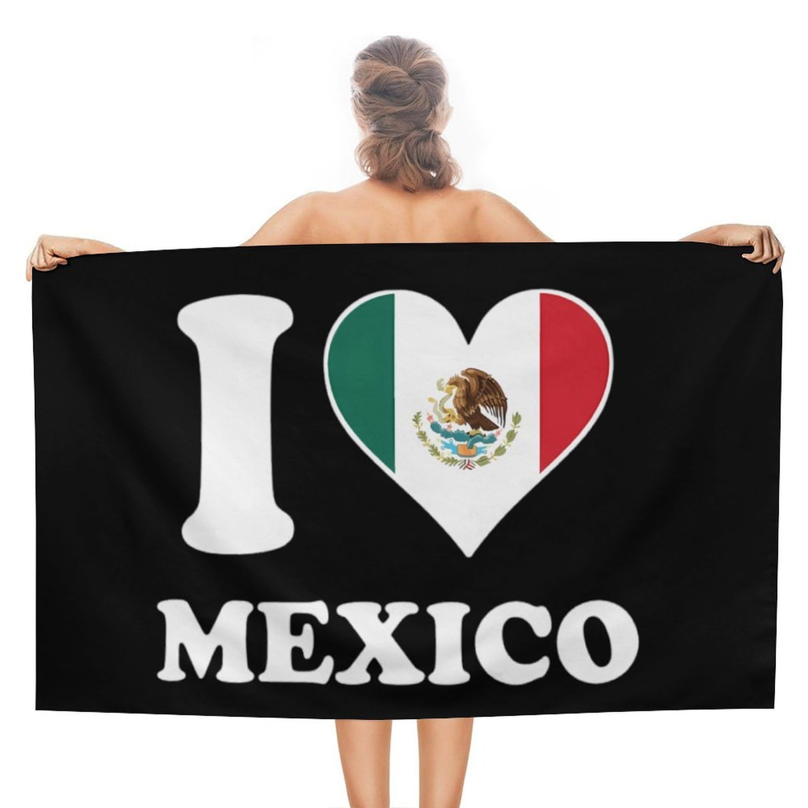 CGSBNGHA I Love Mexico Mexican Beach Towels Soft Bathroom Bath Pool Swim Towels for Women Men