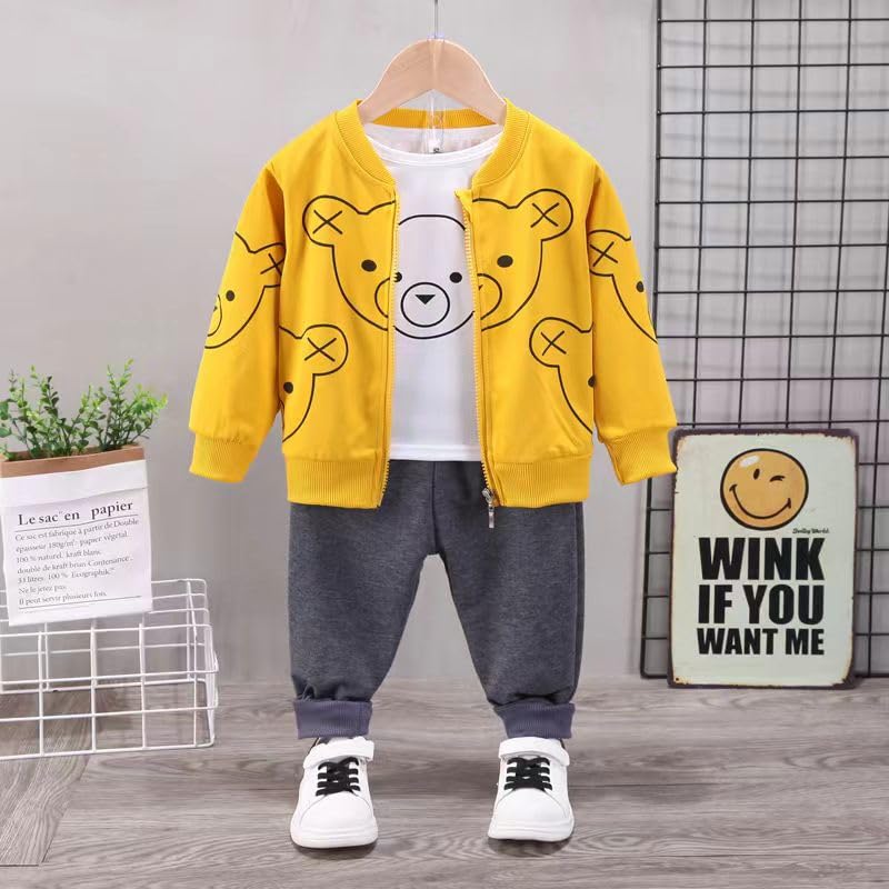 Image of Bold N Elegant Kids 3 Piece Jacket T Shirt Jogger Set for Boys Girls