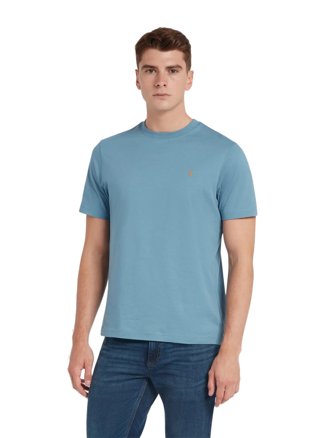 Farah Men's Para Blue 'Danny' Basic Short Sleeve T-Shirt Regular Fit (Para Blue) L