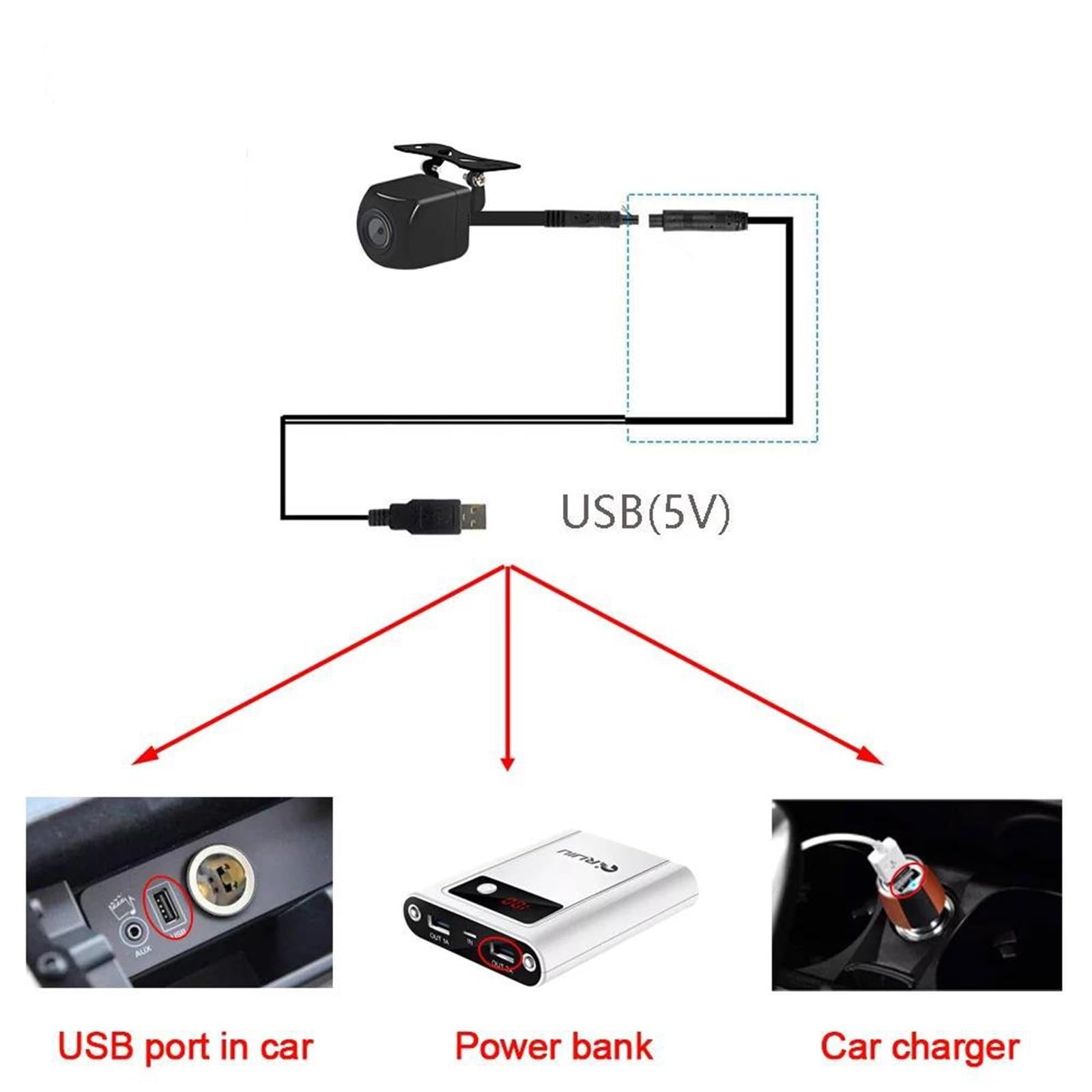 Cámara De Visión Trasera Grados Hd Cámara De Visión Trasera Universal Con Nocturna Marcha Atrás HD Resistente Al Agua Accesorios