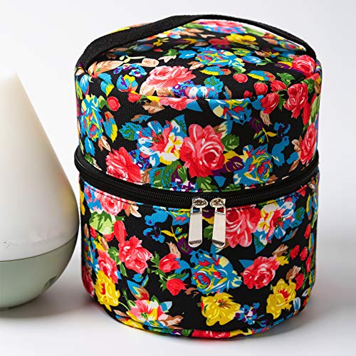 GOGOBAY 10-bottle Essential Oil Diffuser Carrying Case Tote for doTERRA, Young Living Bottles for Aromatherapy Travel or Storage with Power Adapter Compartment (Flower),Mother's Day Gift