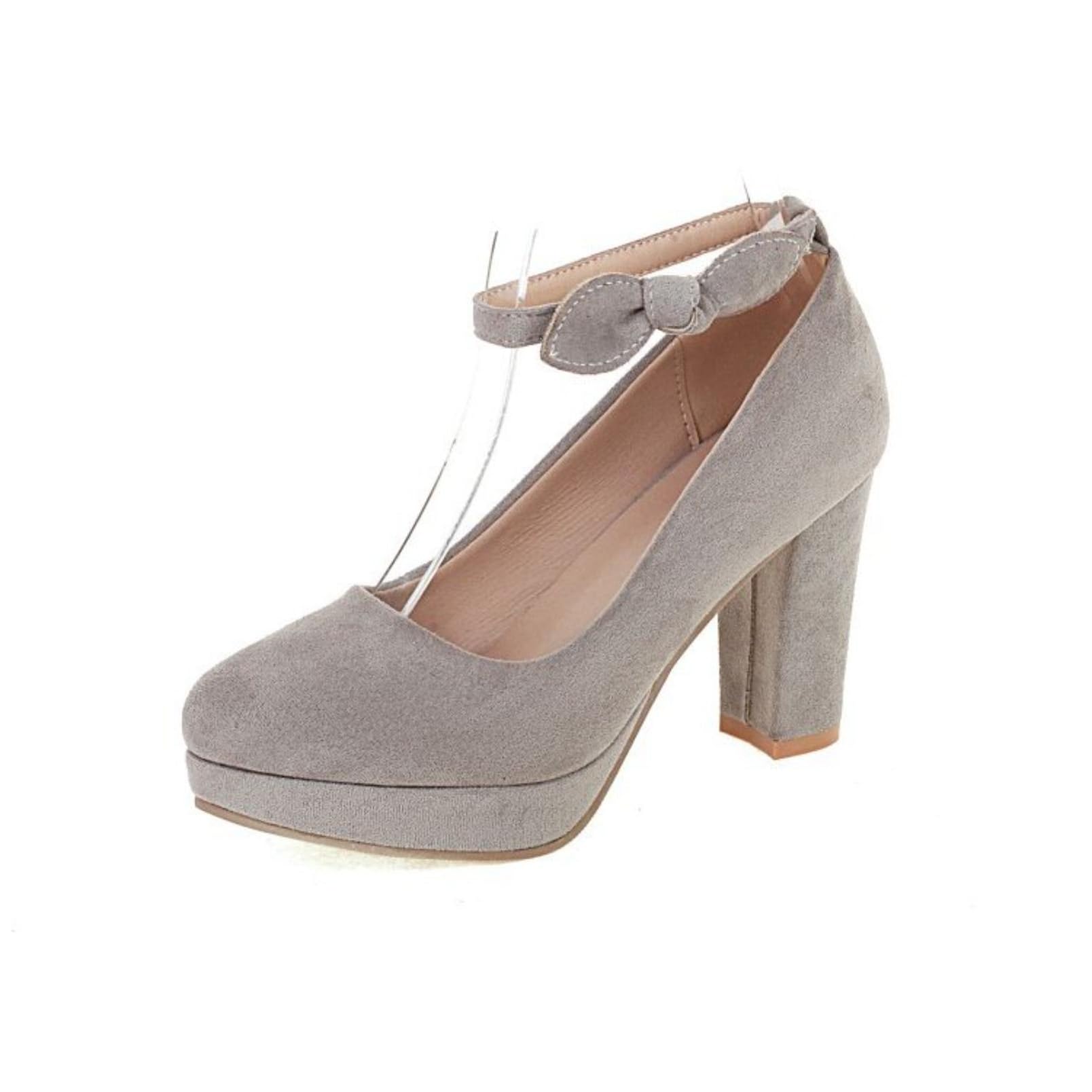 Escarpins femmes plateforme en simili daim et talon bloc chic