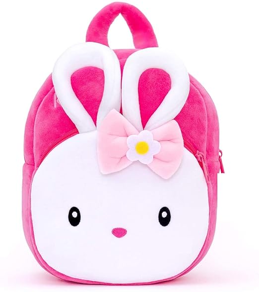 PCE Cute Kids Backpack Toddler Bag Plush Animal Cartoon Mini Travel Bag for Baby Girl Boy 1-6 Years (KONGGI Rabbit)