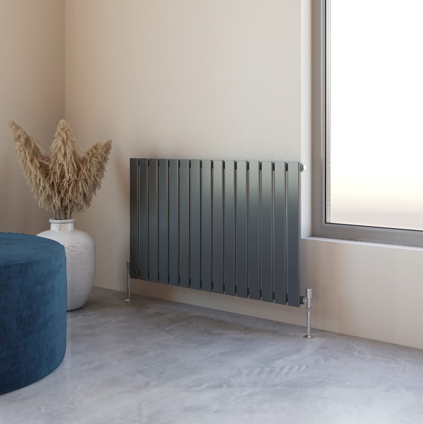 Flat Panel Radiator 600x1020mm Horizontal Design Single Tall Upright Anthracite Central Heating Rad — image 1