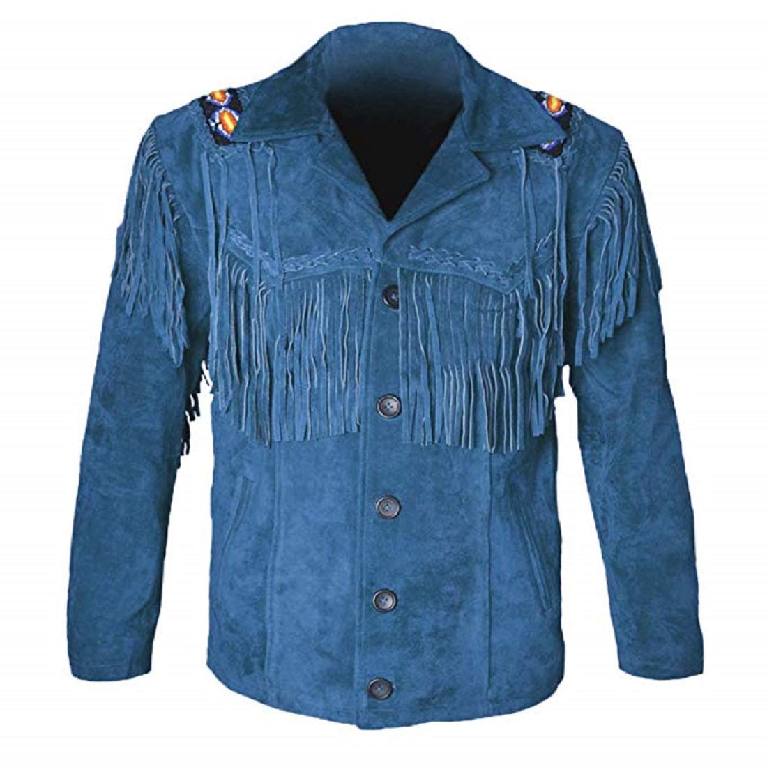 LEATHERAY Western Leather Jackets for Men Cowboy Leather Jacket and Fringe Beaded Coat Suede Leather shirt