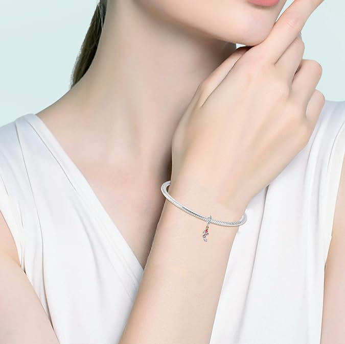 Doyafer 925 Sterling Silver Women's Bracelet Koi Pendant, Glazed Charm, Compatible with Bracelet Necklace, Lucky Beaded Birthday Gift