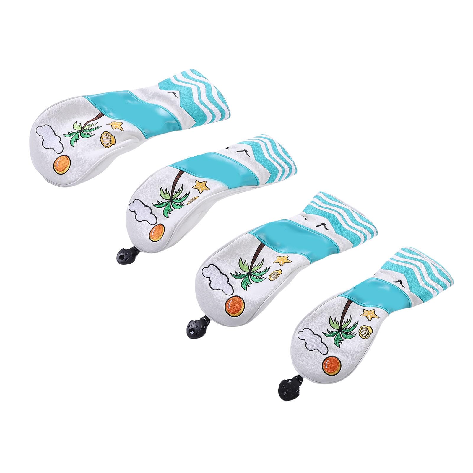 Naroote Putter-Abdeckung, 4-teiliges Golfschlägerkopf-Abdeckungs-Set mit Plüschfutter und PU-Leder, Golf-Abdeckung, Schmutzabweisend, Sonnenfest, Ideal für Golf-Putter-Hölzer-Hybride
