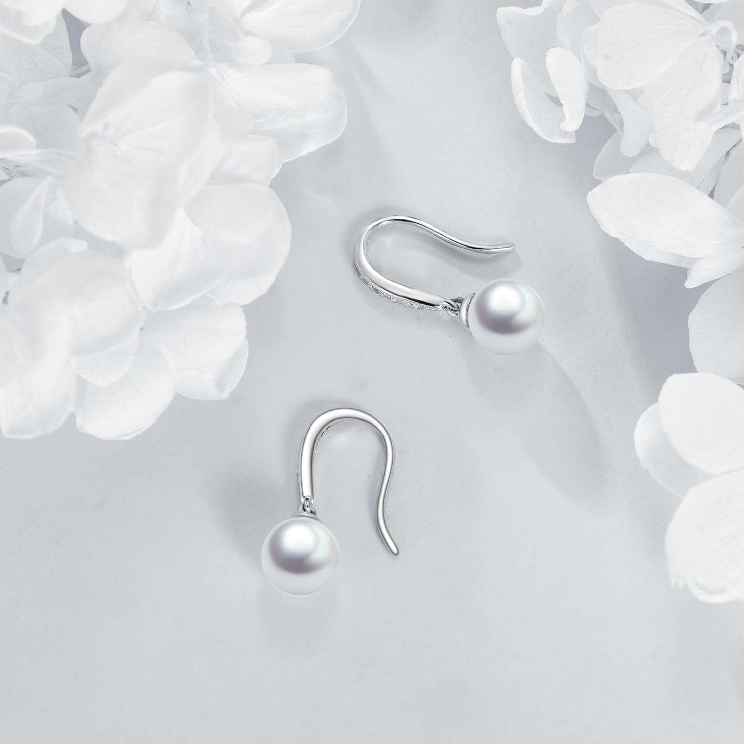 925 Sterling Silver Pearl Dangle Earrings Pearls Drop Jewelry Birthday Gifts for Women (Pearl Dangle Earrings) - Image 3