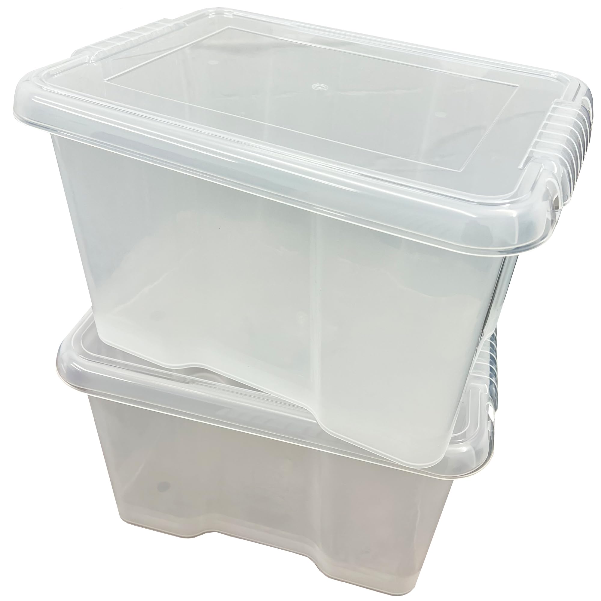 STORM TRADING GROUP 24 Litre Clear Plastic Stacker Box Large Storage Box with Lids (5)