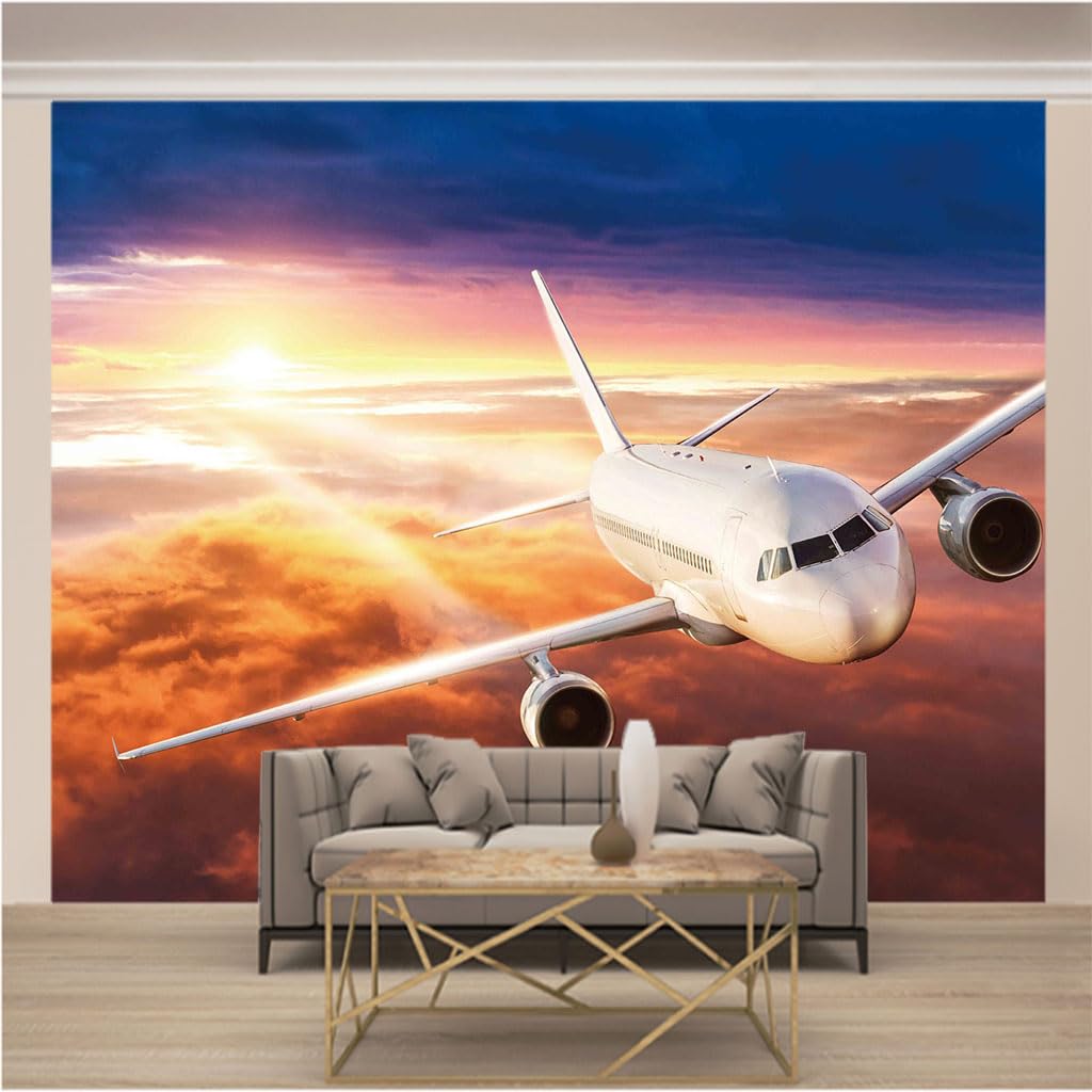 Poster tableaux muraux papier peint intissé 3D effet murale avion XXXL