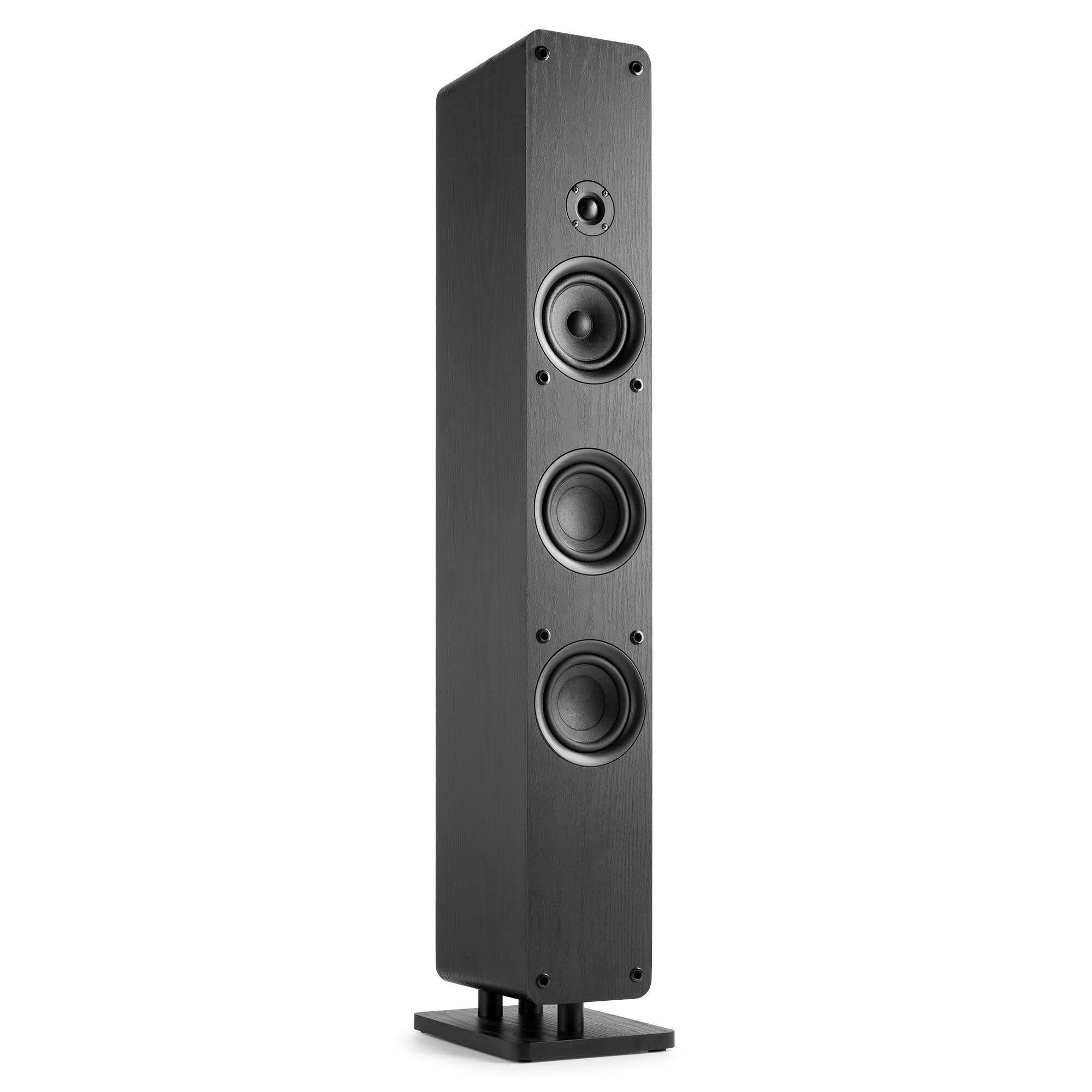 Audizio ARCO Tours de Son Hi-FI Stéréo 320W avec Amplificateur - Paire d’Enceintes Colonnes Noires, BT, USB et Optique - Installation Hi-FI Complète pour Salon, TV et Musique
