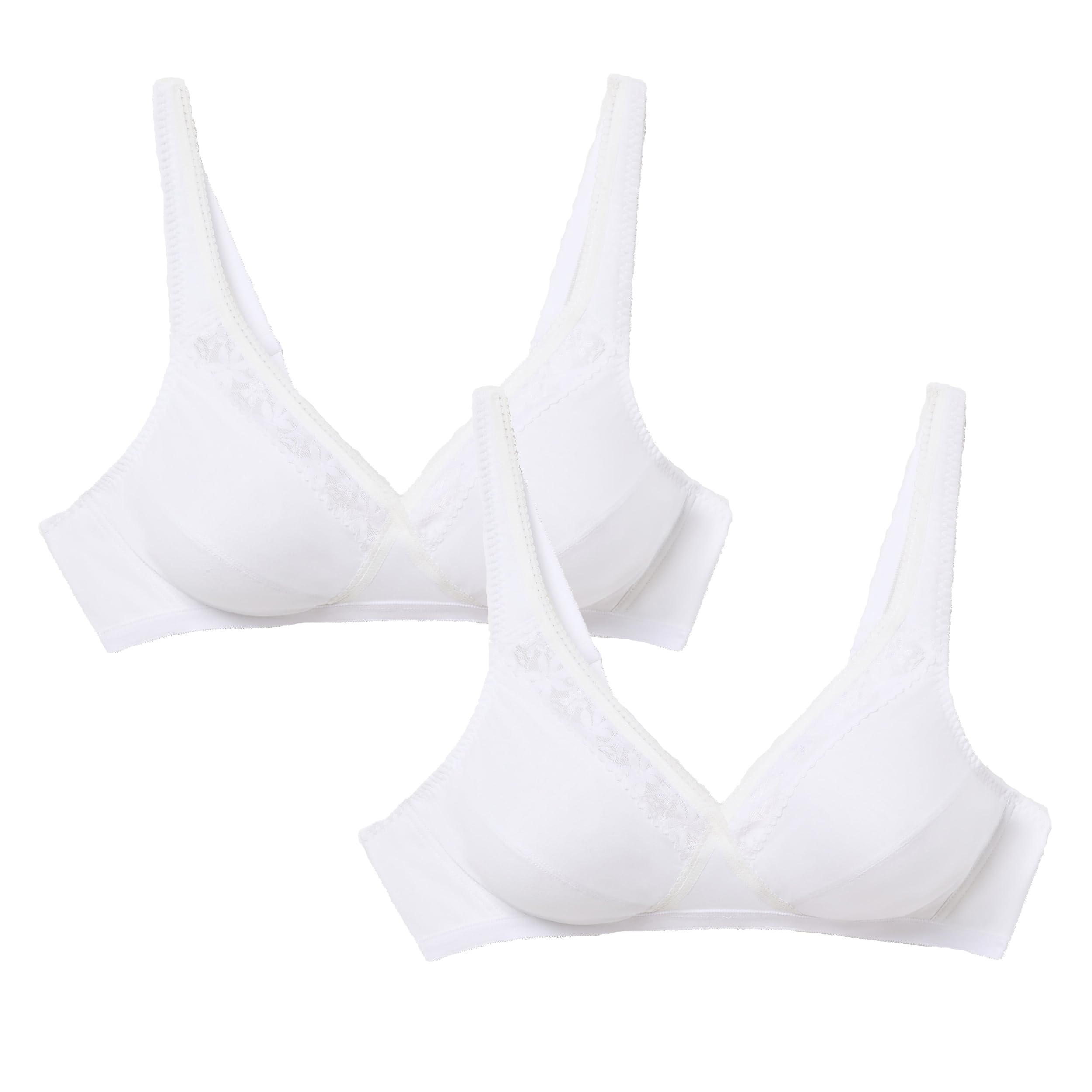 Playtex Reggiseno Senza Ferretto in Cotone (Pacco da 2) Donna x2, Bianco, 36/4C