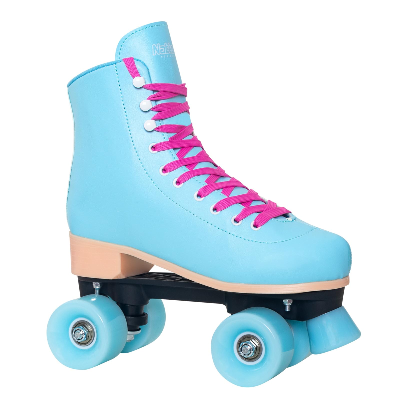 Nattork Roller Skates for Women Outdoor Fun Fashionable Roller Derby Skates for Men Girls Boys Pink Purple Blue Teal Yellow