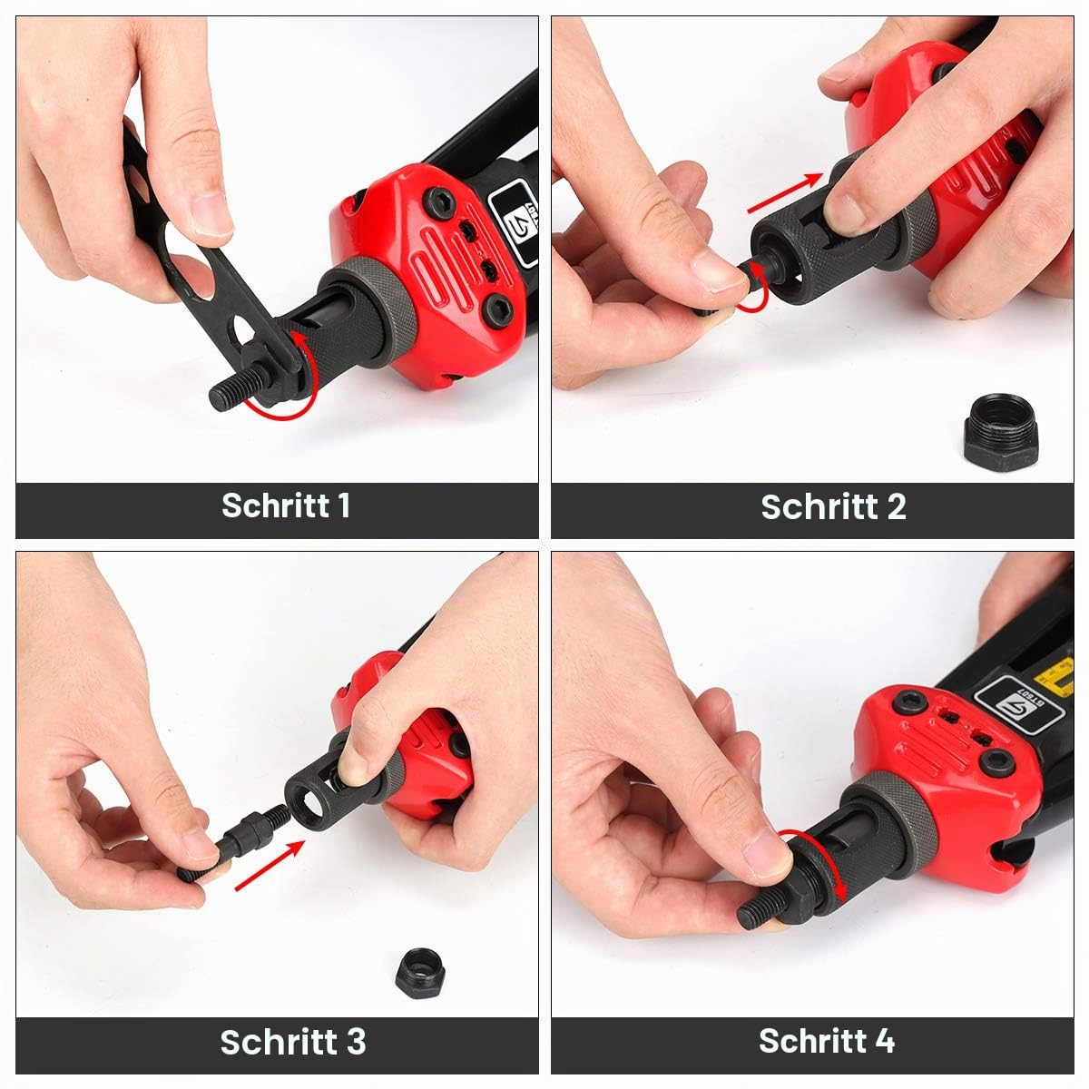 Nietmuttern-Werkzeug, GIANTISAN 40,6 cm Nietmutter-Werkzeug-Set mit 12 metrischen und SAE-Dornen, 176-teiliges Nietmutter-Sortimentskit und robuster Tragetasche