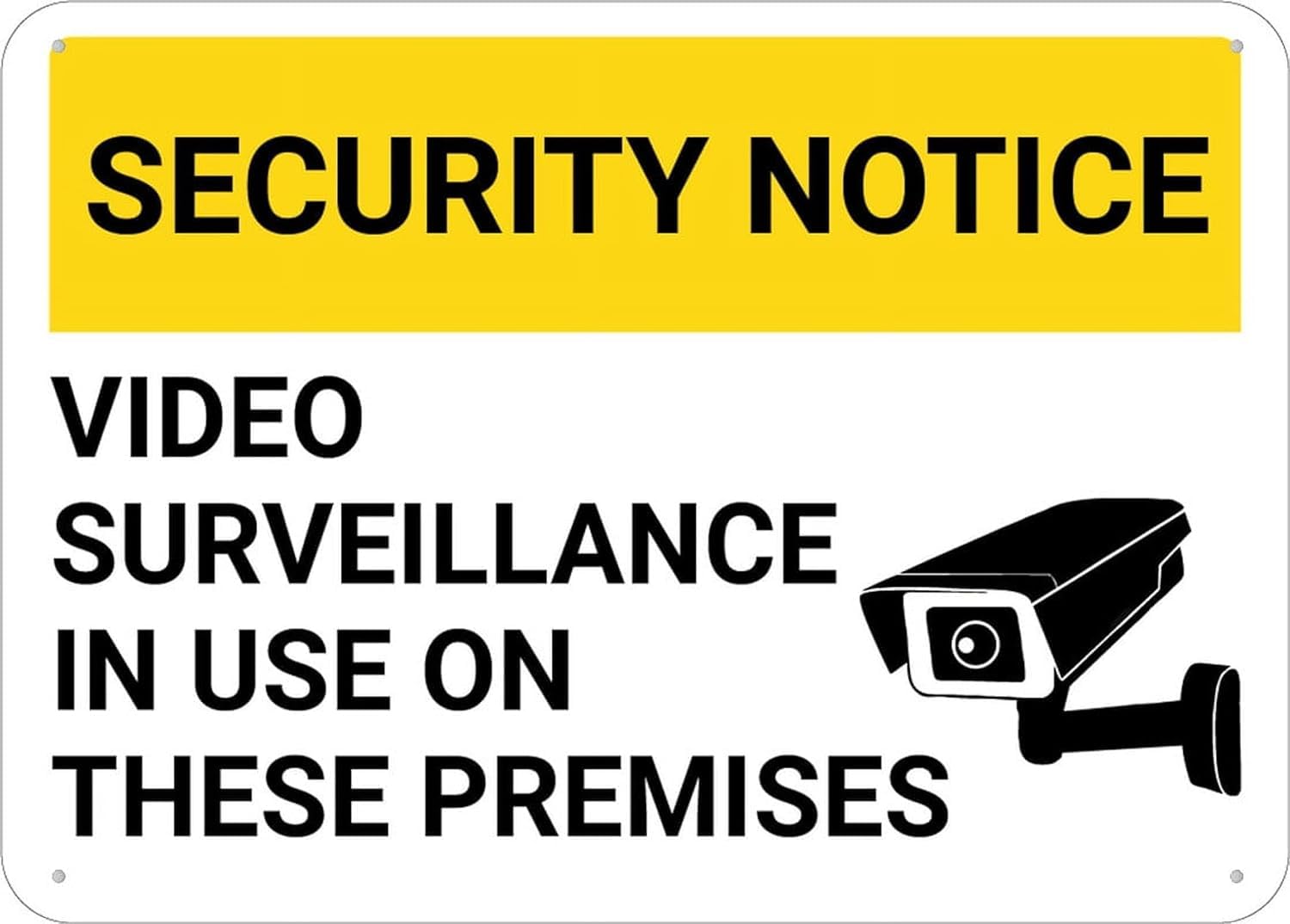 Security Notice Video Surveillance in Use On These Premises Rust-Free Aluminum Warning Sign - Weather Resistant, Waterproof, Easy to Mount for Office, Store, Indoor/Outdoor 8x12 inch​