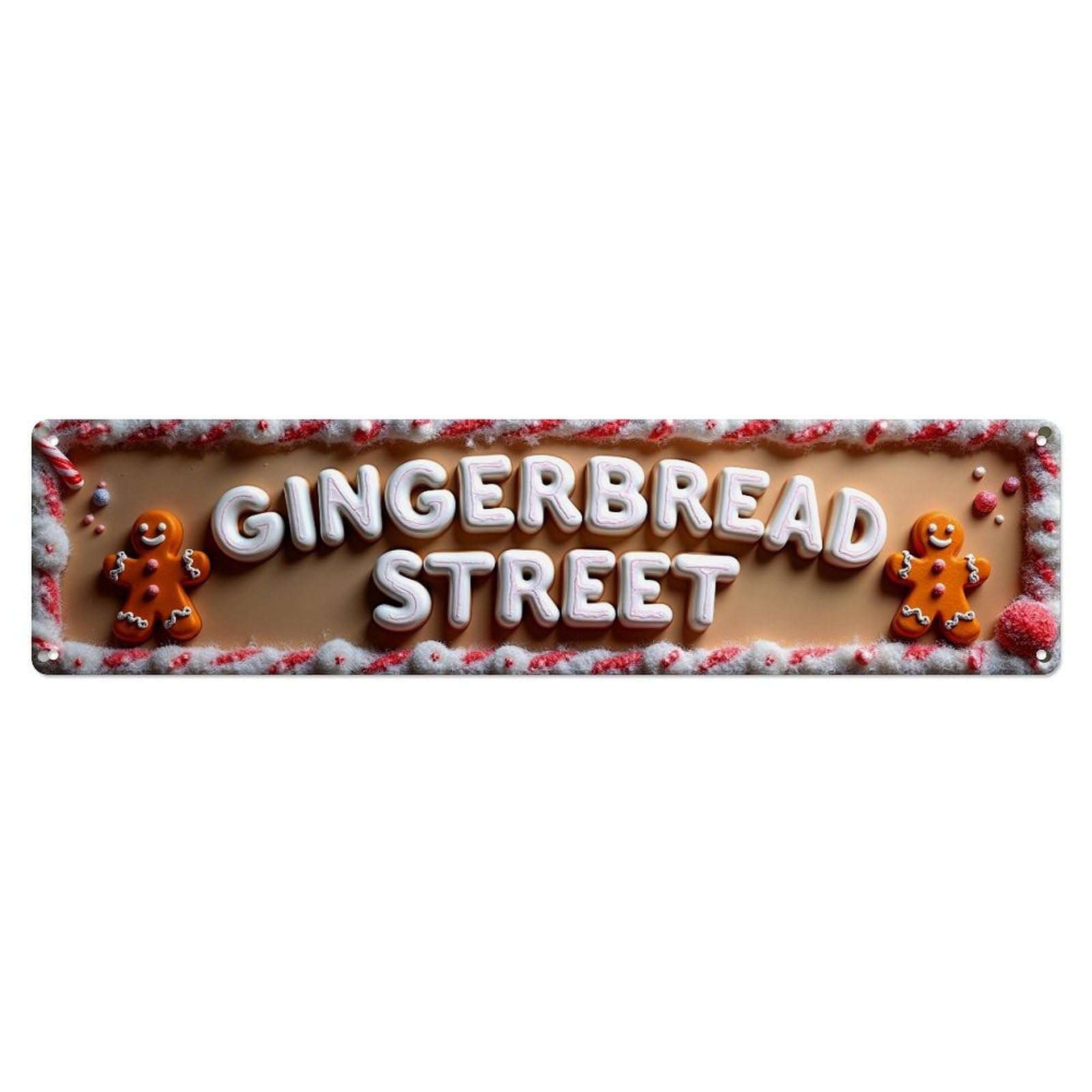 Gingerbread Street Pattern Design Metal Tin Sign Plaque